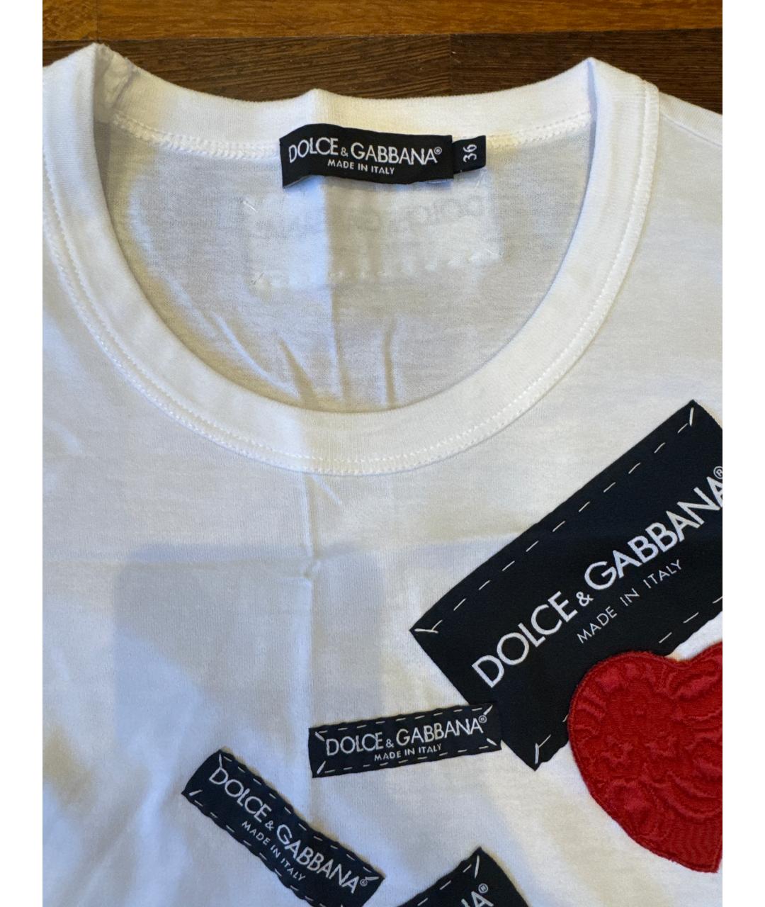DOLCE&GABBANA Белая хлопковая футболка, фото 4