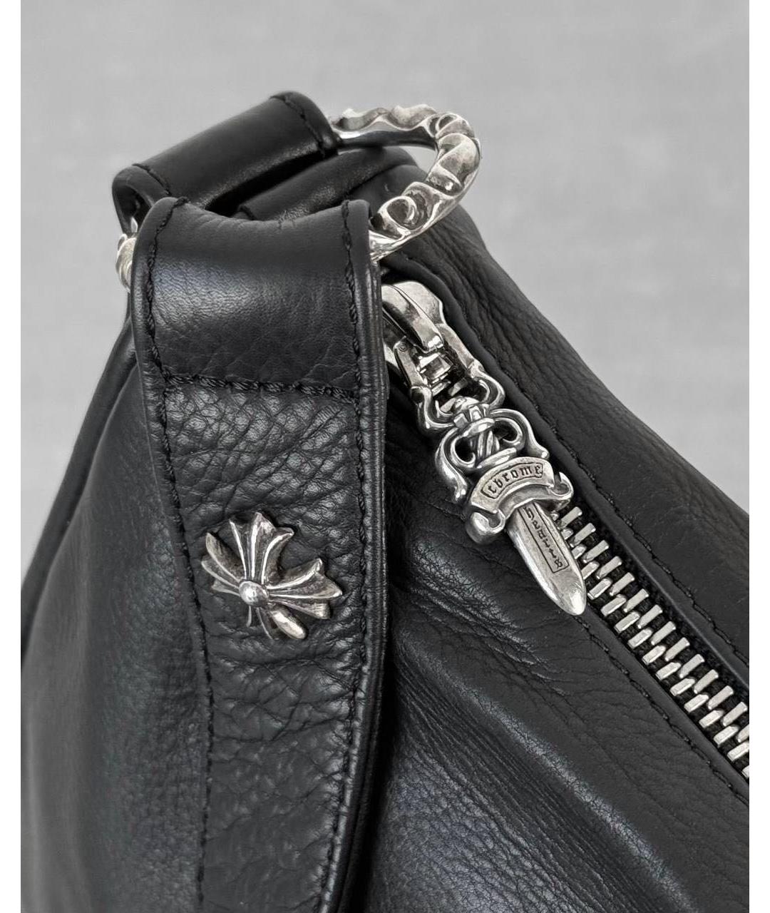 CHROME HEARTS Черная кожаная сумка с короткими ручками, фото 6