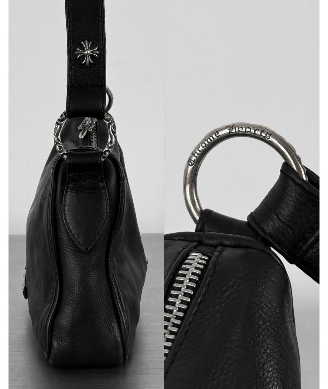 CHROME HEARTS Черная кожаная сумка с короткими ручками, фото 5