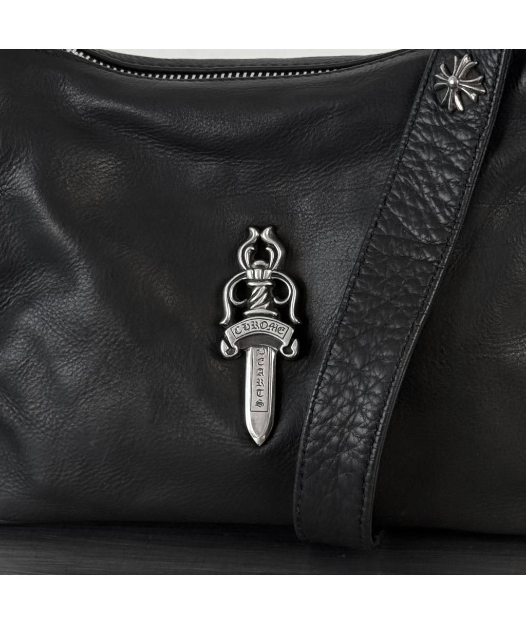 CHROME HEARTS Черная кожаная сумка с короткими ручками, фото 4