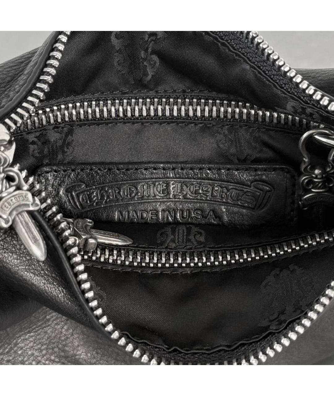 CHROME HEARTS Черная кожаная сумка с короткими ручками, фото 8