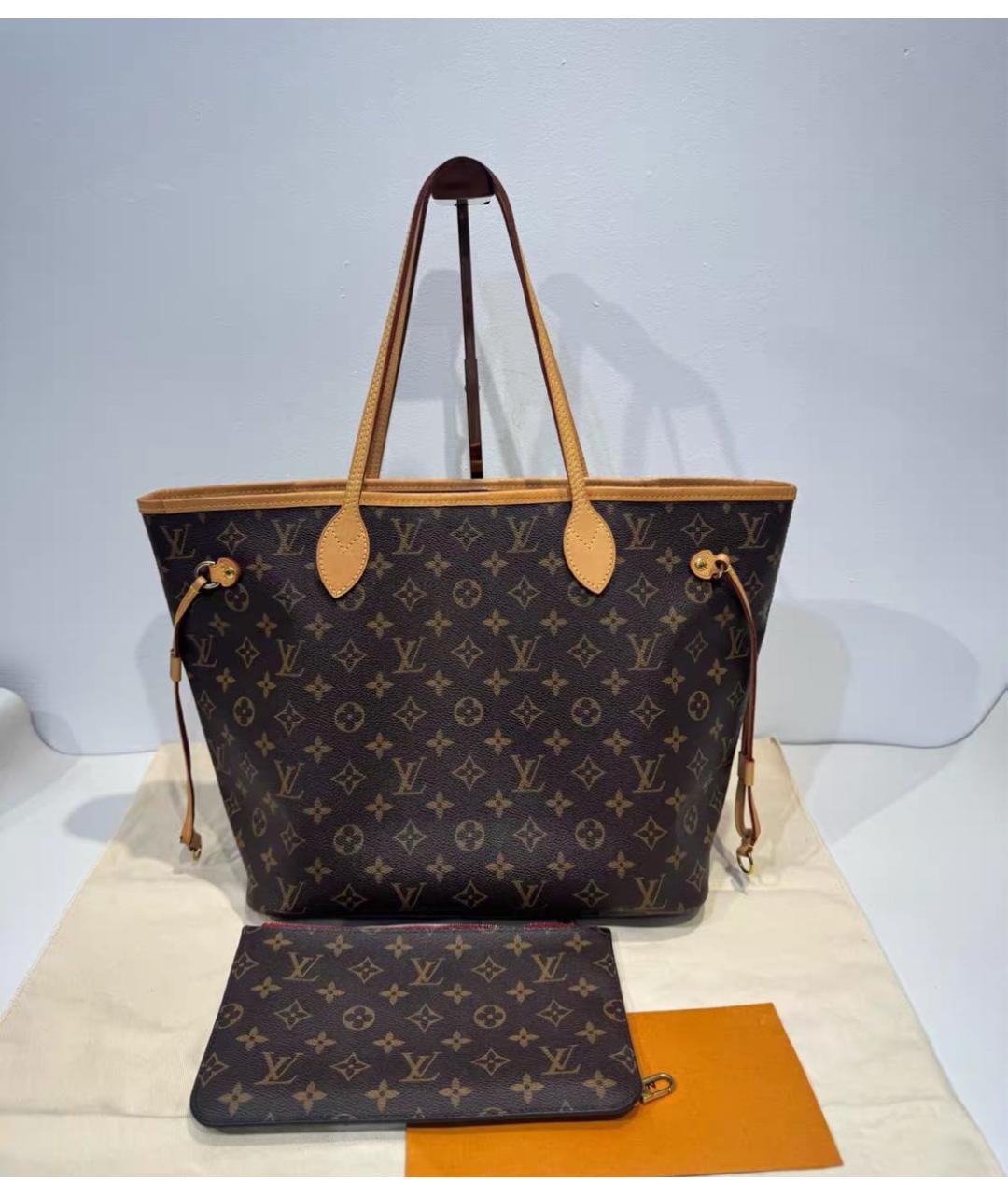 LOUIS VUITTON Коричневая кожаная сумка тоут, фото 2