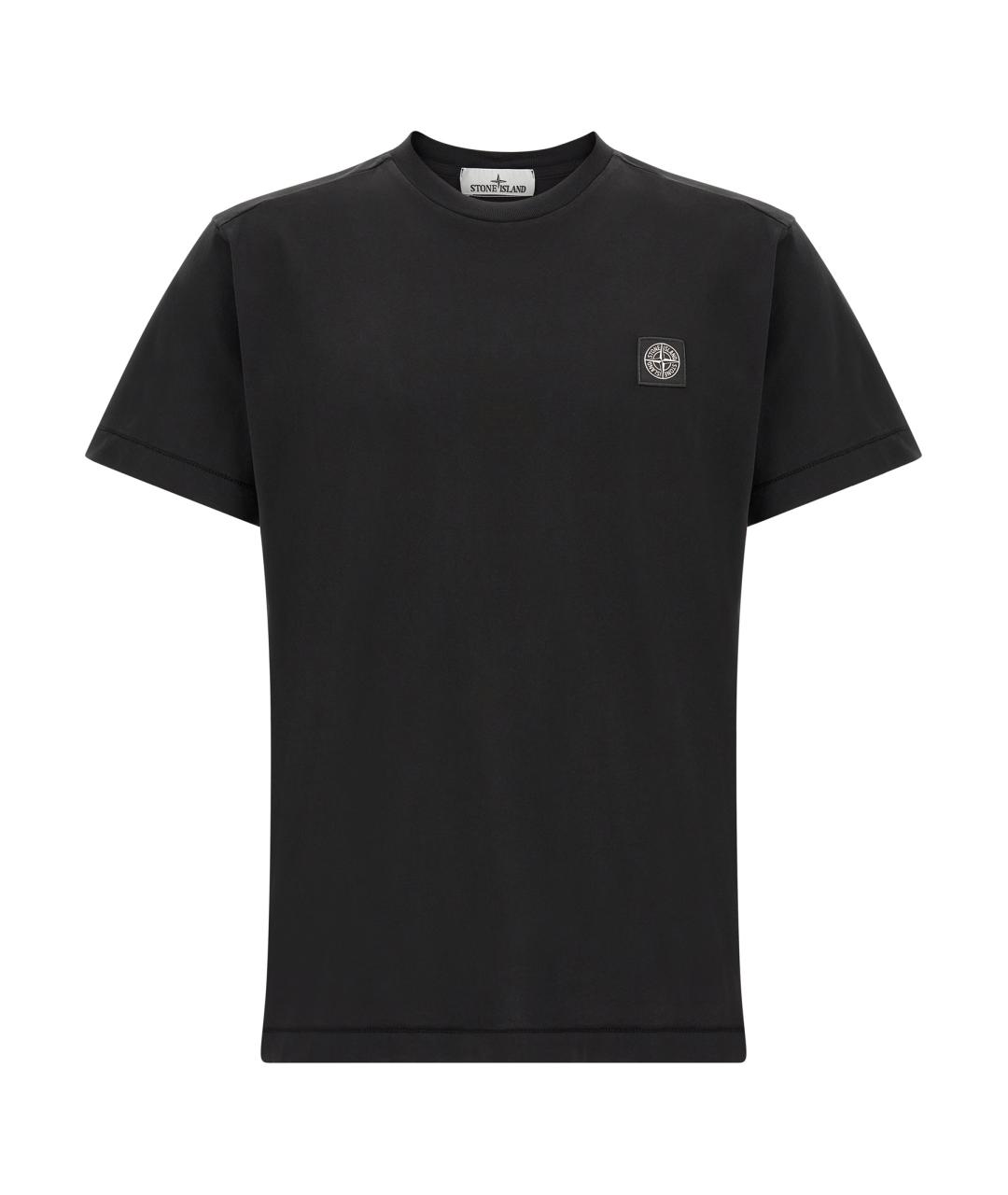 STONE ISLAND Черная хлопковая футболка, фото 1