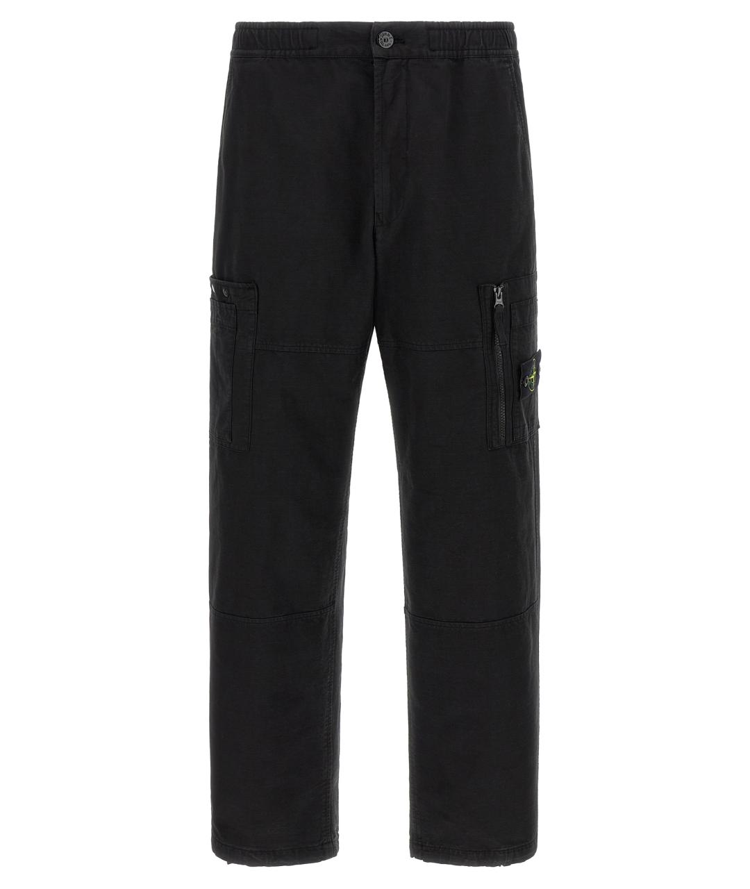 STONE ISLAND Черные хлопковые повседневные брюки, фото 1
