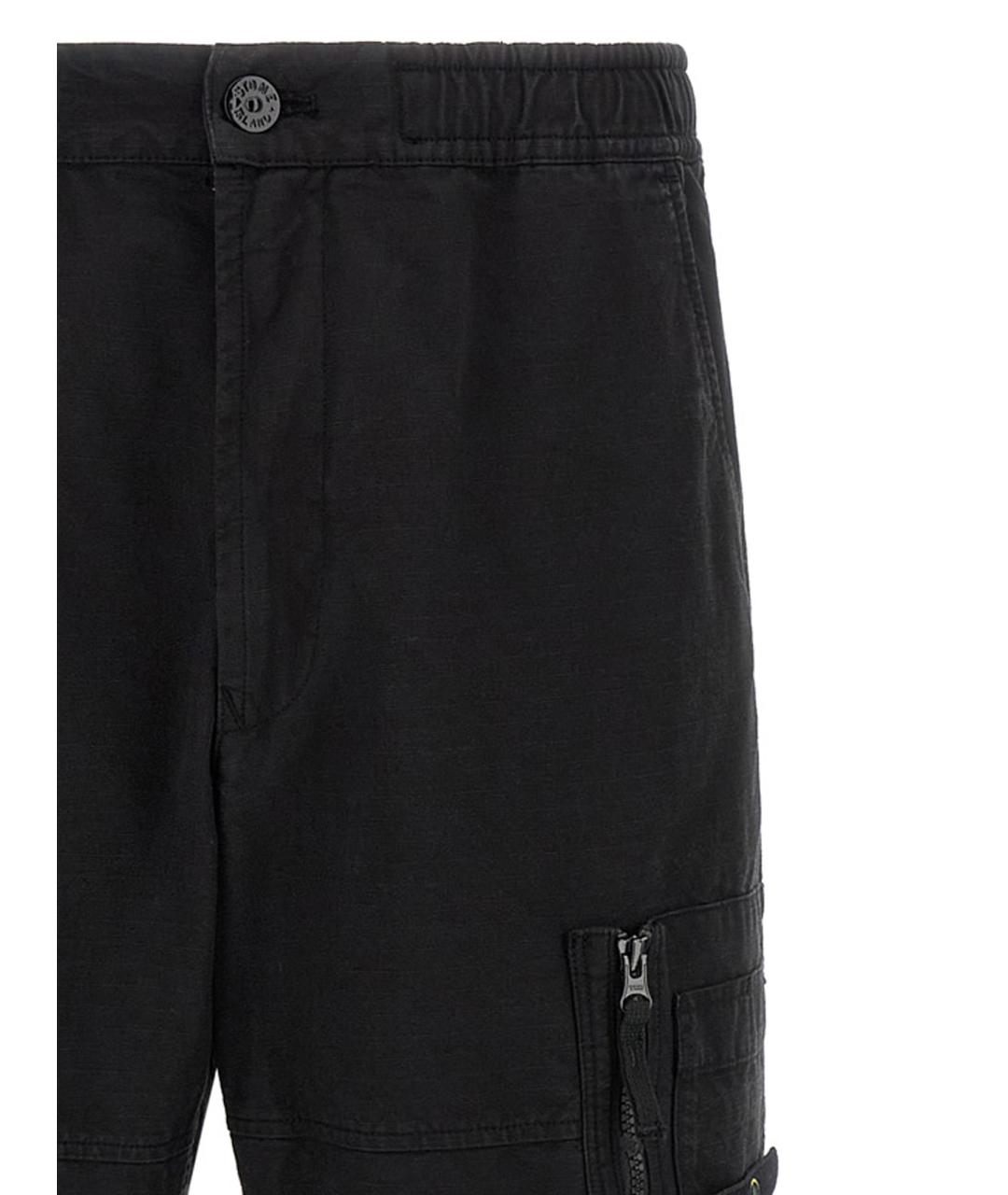 STONE ISLAND Черные хлопковые повседневные брюки, фото 3