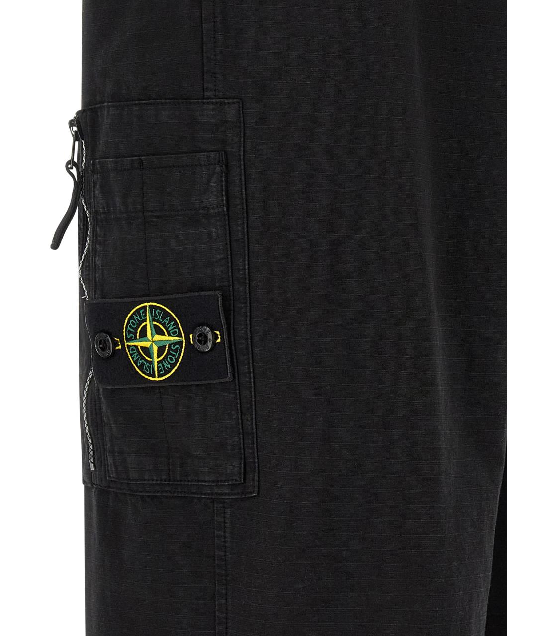 STONE ISLAND Черные хлопковые повседневные брюки, фото 5