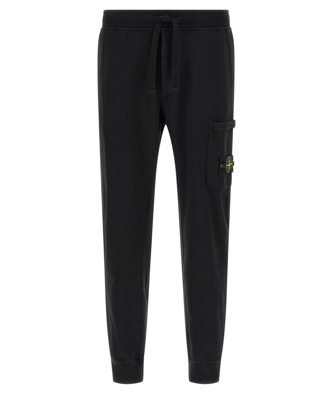 STONE ISLAND Черные хлопковые повседневные брюки, фото 1