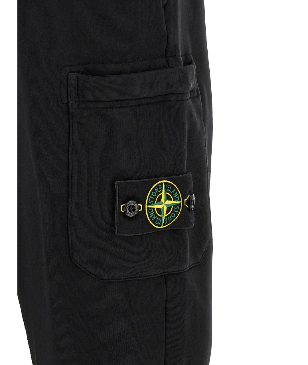 STONE ISLAND Черные хлопковые повседневные брюки, фото 5