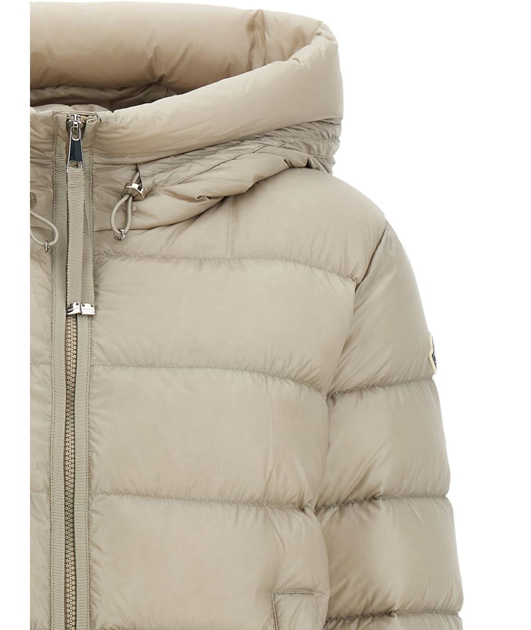 MONCLER Бежевый полиамидовый пуховик, фото 3