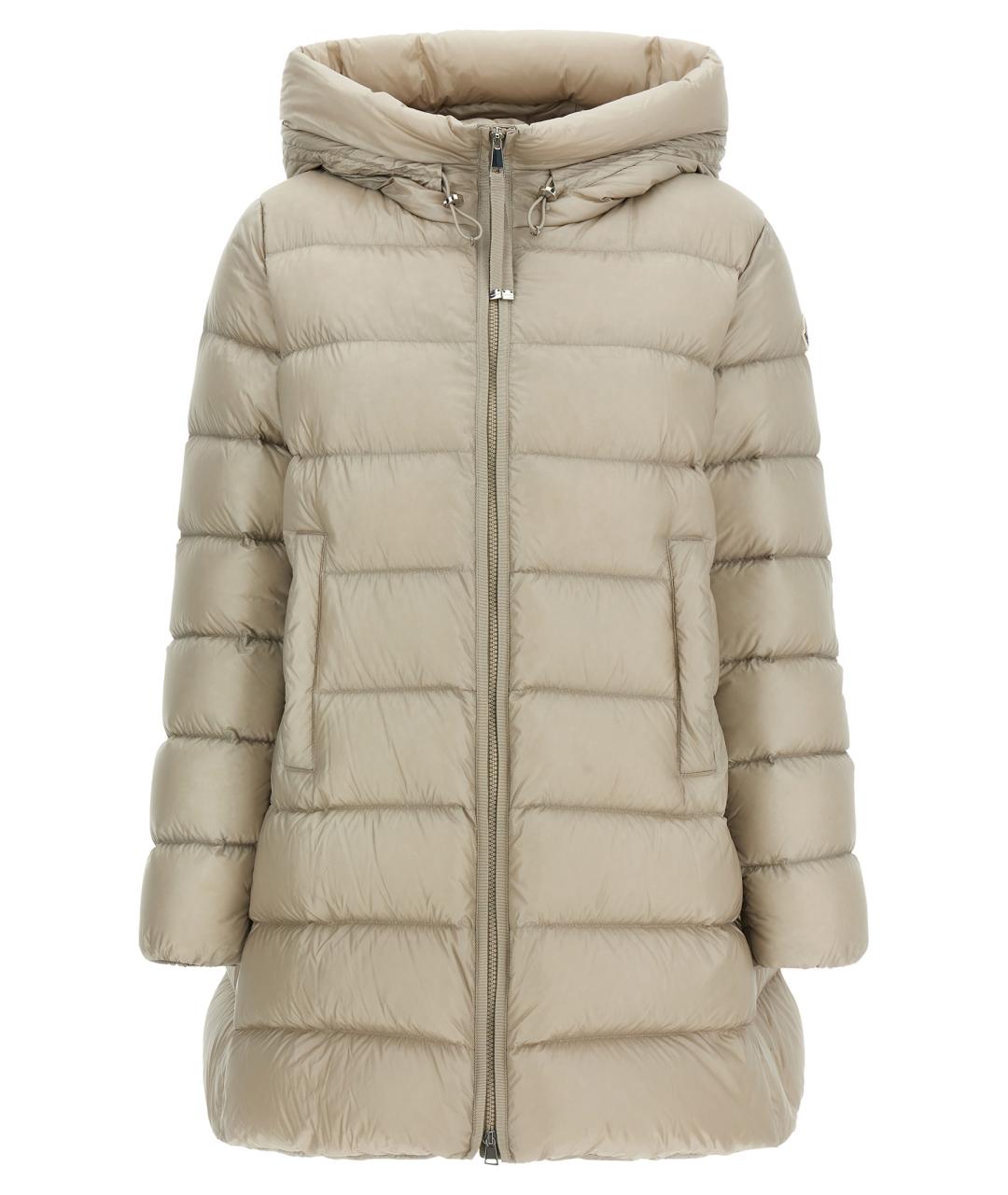 MONCLER Бежевый полиамидовый пуховик, фото 1