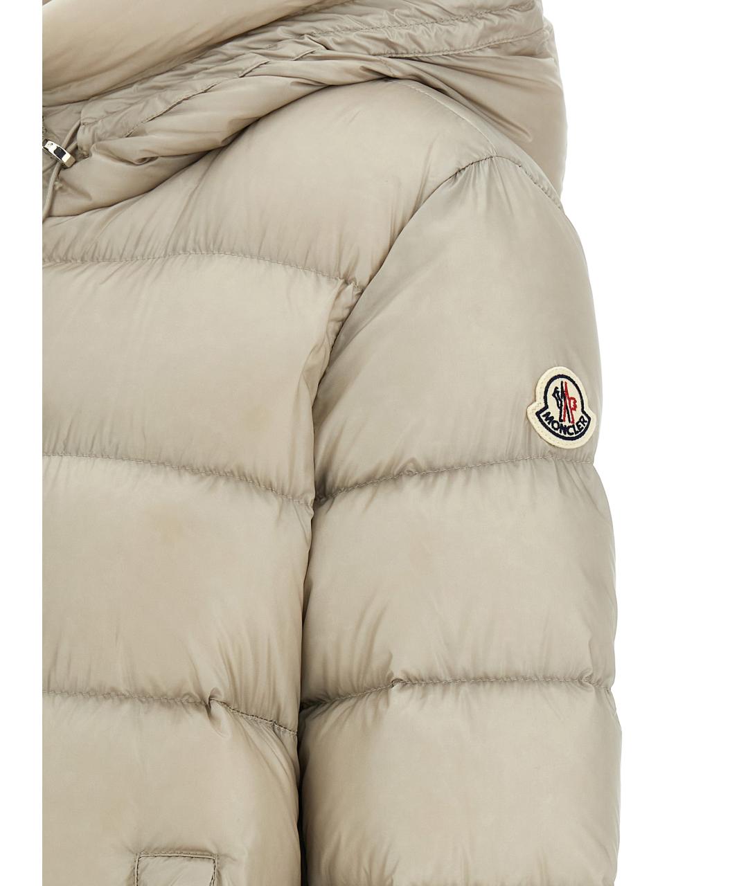 MONCLER Бежевый полиамидовый пуховик, фото 4