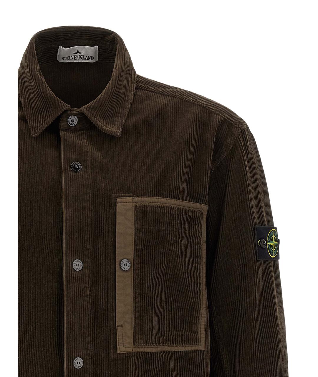 STONE ISLAND Коричневая хлопковая кэжуал рубашка, фото 3