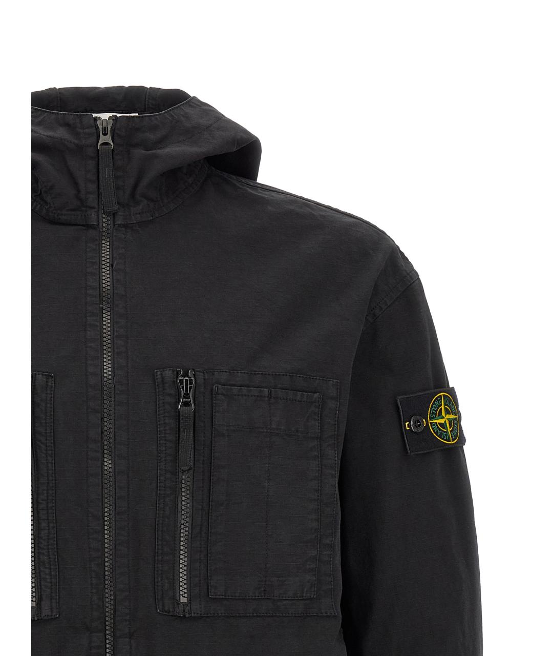 STONE ISLAND Черная хлопковая куртка, фото 3
