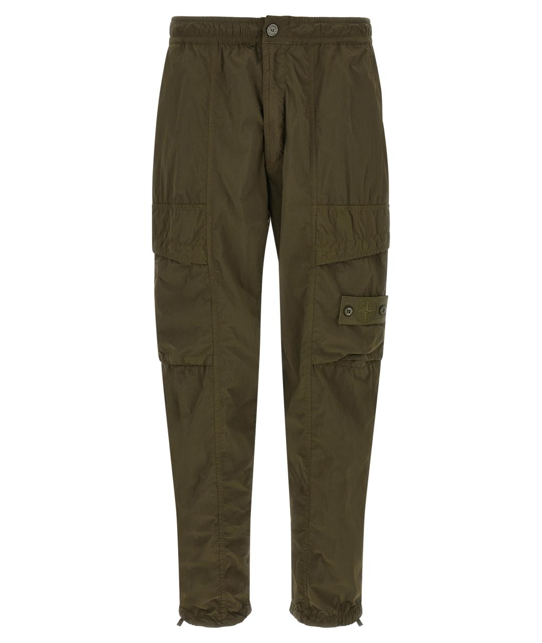 STONE ISLAND Зеленые полиамидовые повседневные брюки, фото 1