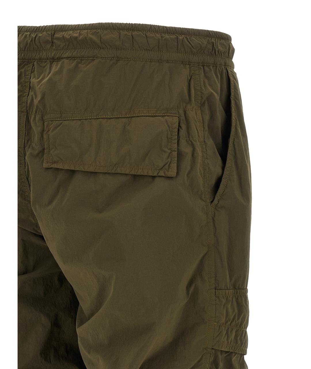 STONE ISLAND Зеленые полиамидовые повседневные брюки, фото 4
