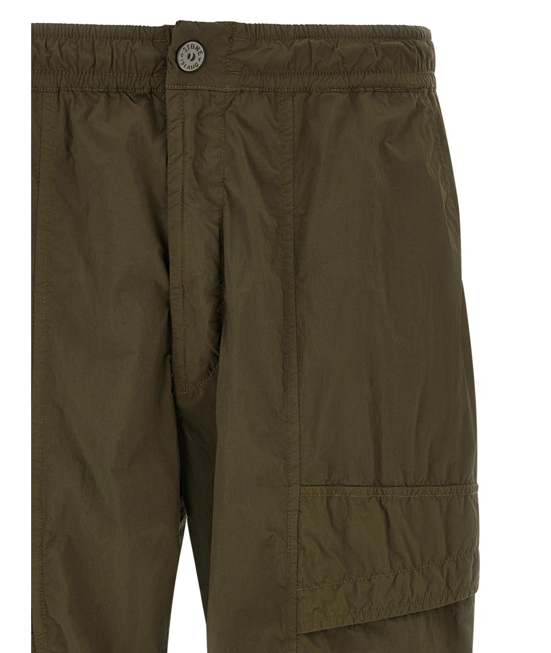 STONE ISLAND Зеленые полиамидовые повседневные брюки, фото 3