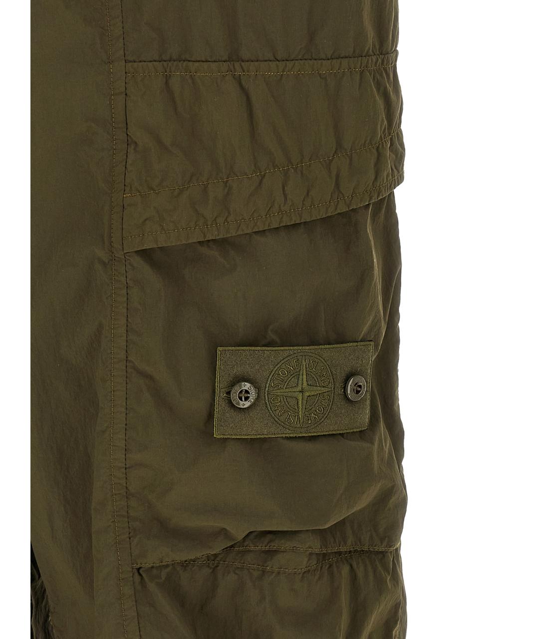 STONE ISLAND Зеленые полиамидовые повседневные брюки, фото 5