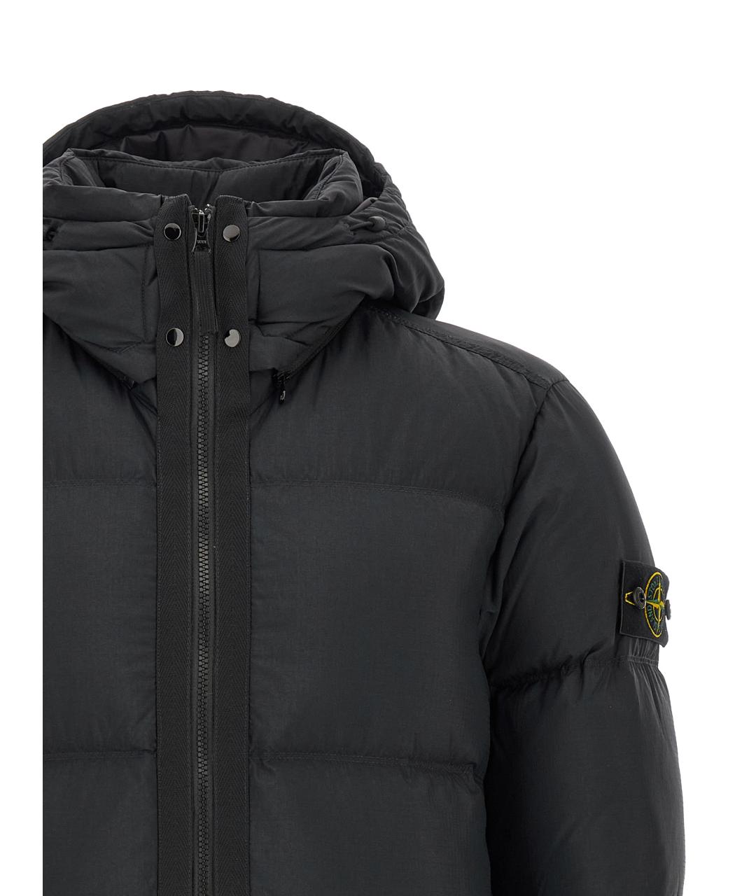 STONE ISLAND Черный полиамидовый пуховик, фото 4