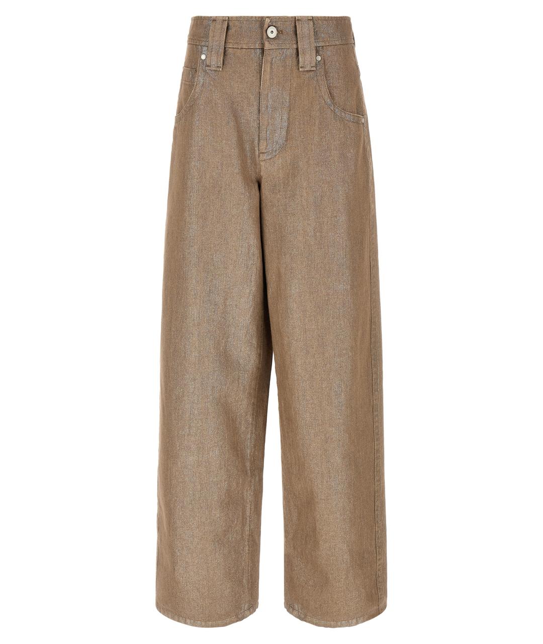 BRUNELLO CUCINELLI Бежевые хлопковые прямые джинсы, фото 1