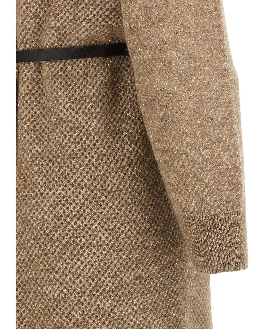 BRUNELLO CUCINELLI Бежевое шерстяное повседневное платье, фото 4