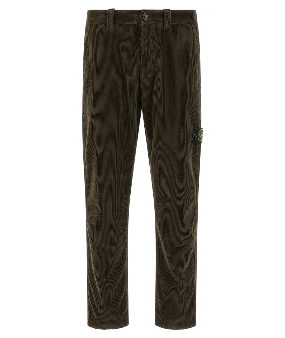 STONE ISLAND Коричневые хлопковые повседневные брюки, фото 1