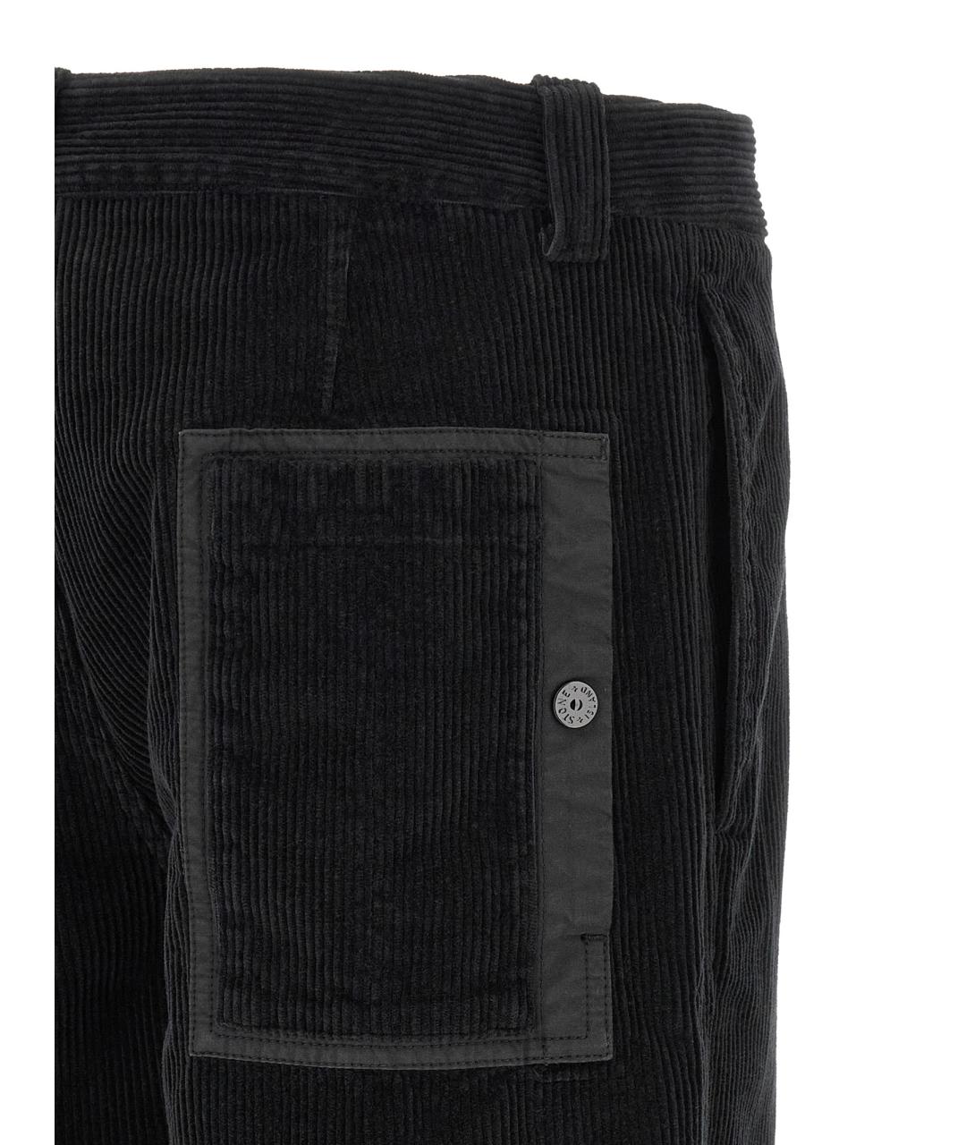 STONE ISLAND Черные хлопковые повседневные брюки, фото 4