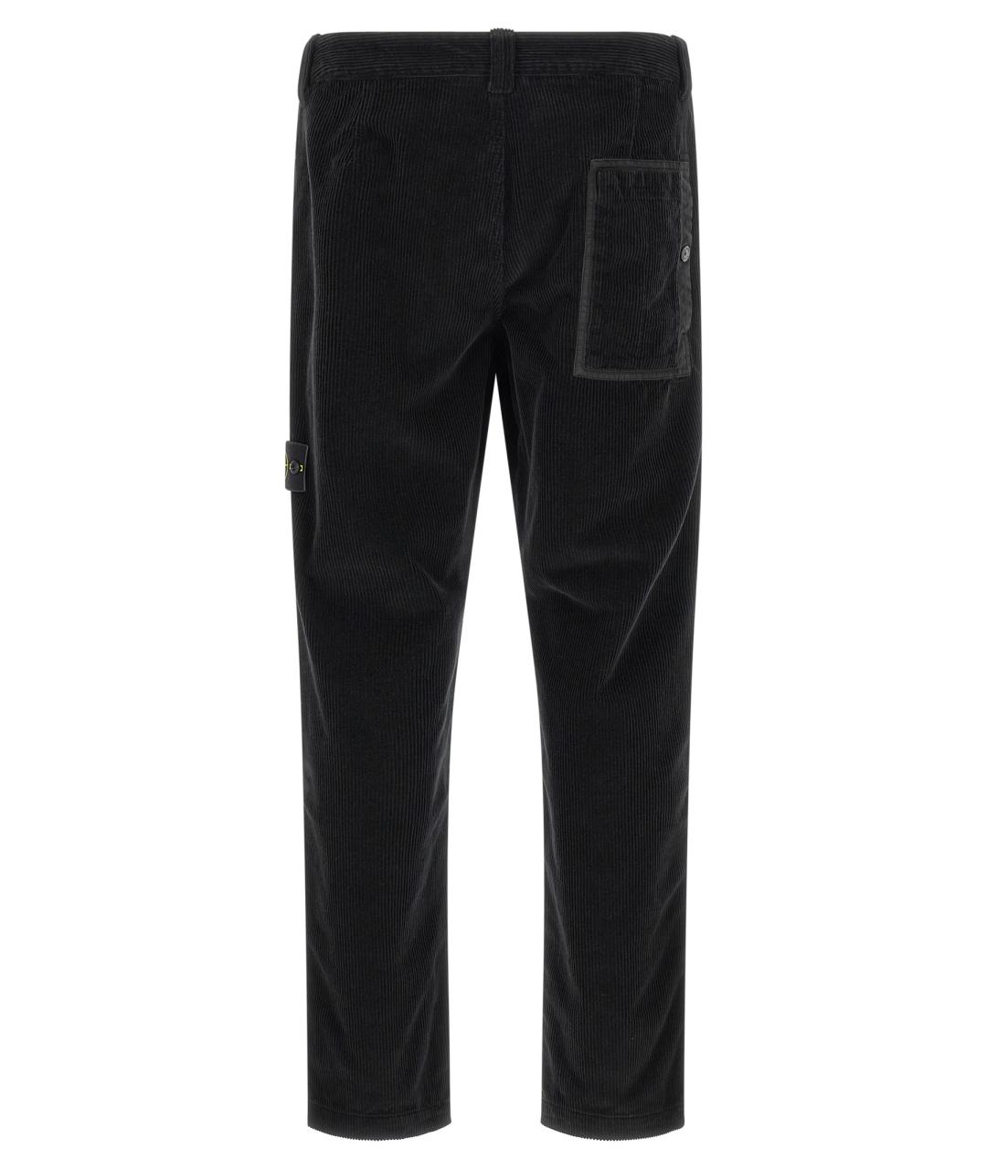 STONE ISLAND Черные хлопковые повседневные брюки, фото 2