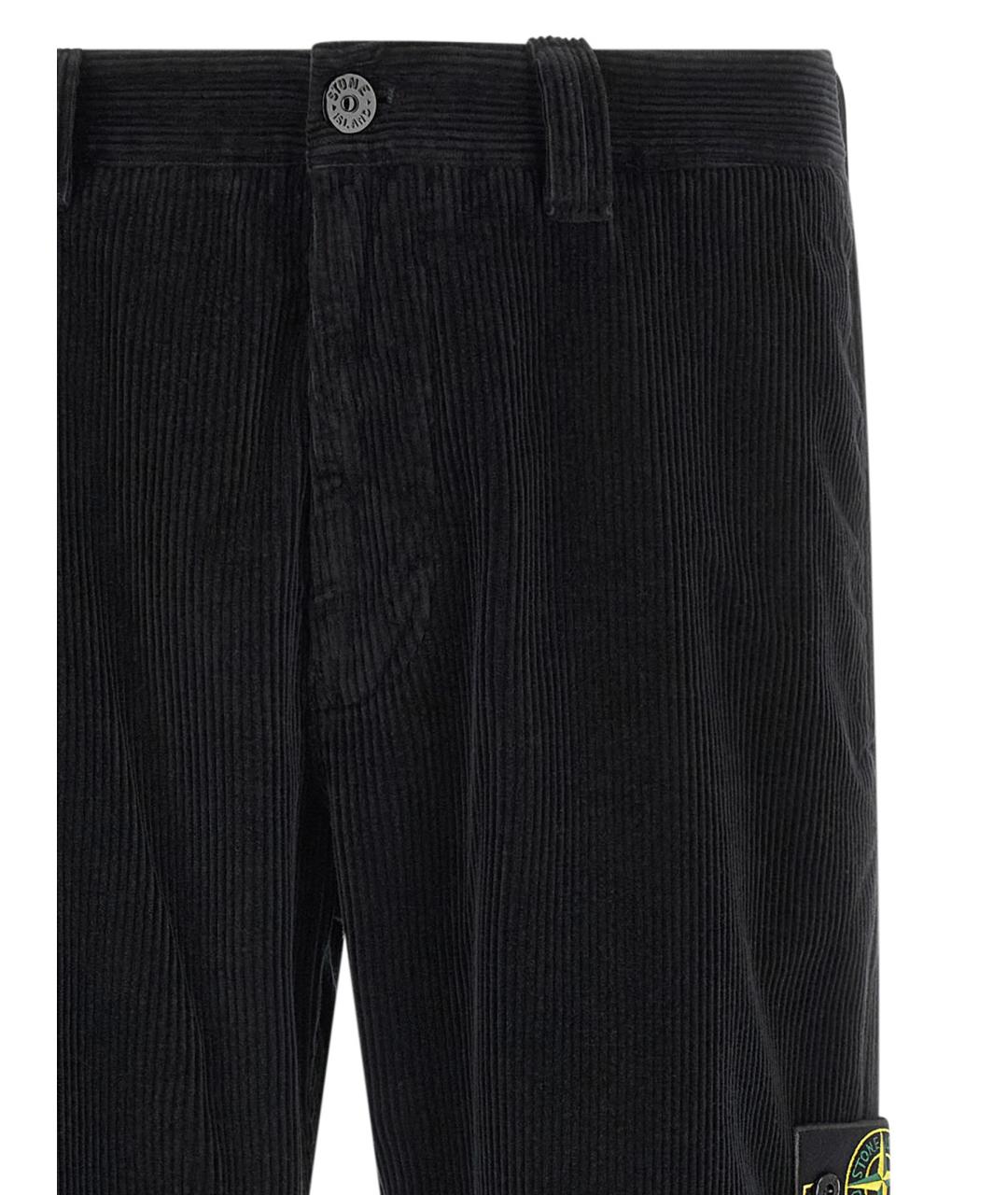STONE ISLAND Черные хлопковые повседневные брюки, фото 3