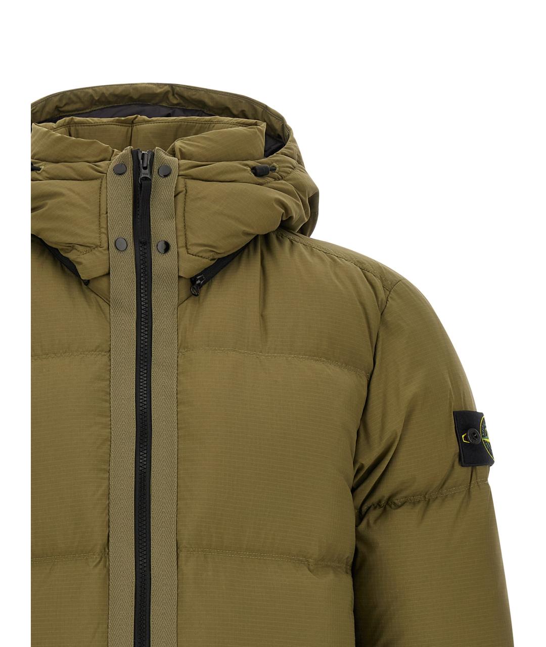 STONE ISLAND Зеленый полиамидовый пуховик, фото 4