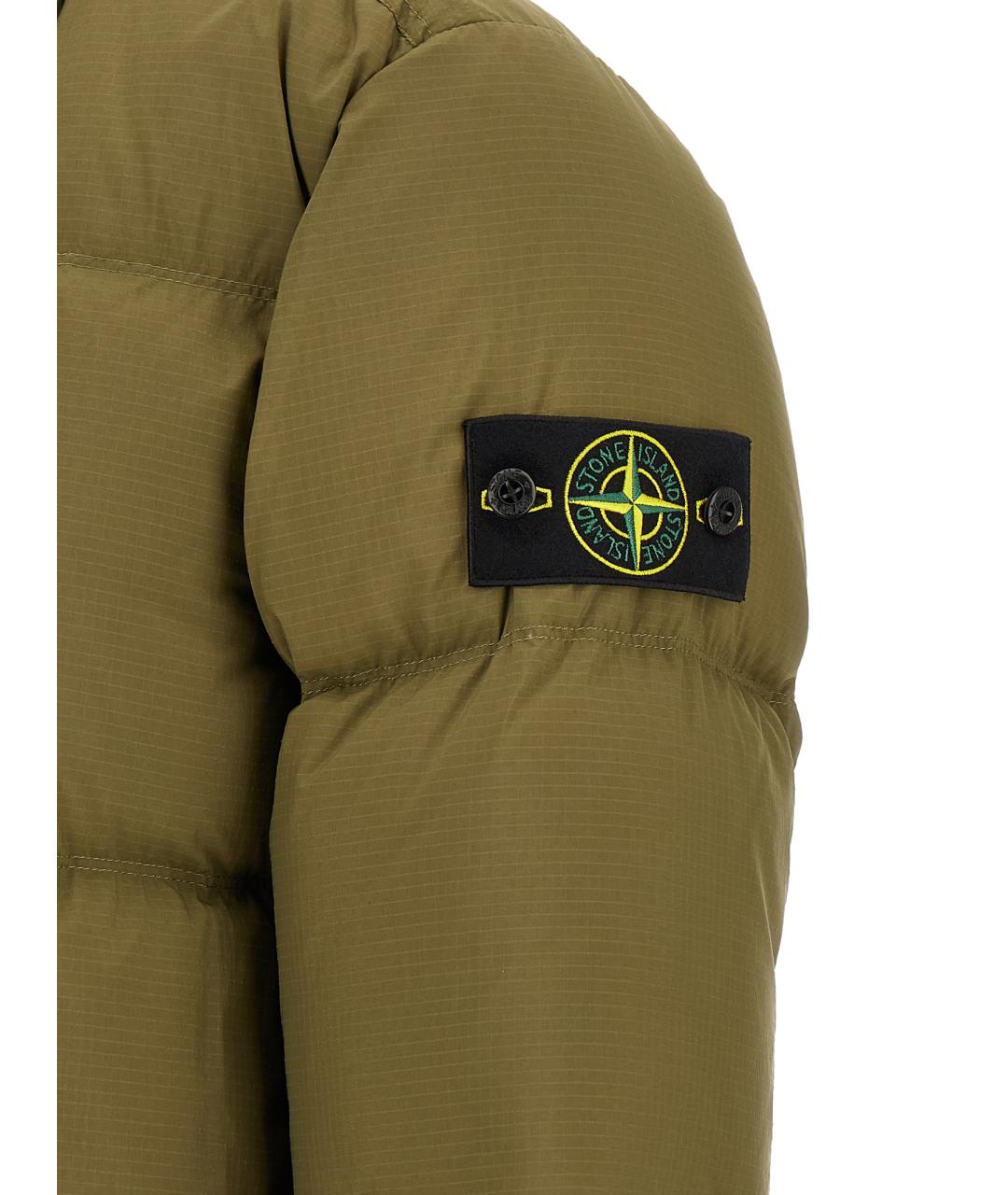 STONE ISLAND Зеленый полиамидовый пуховик, фото 6