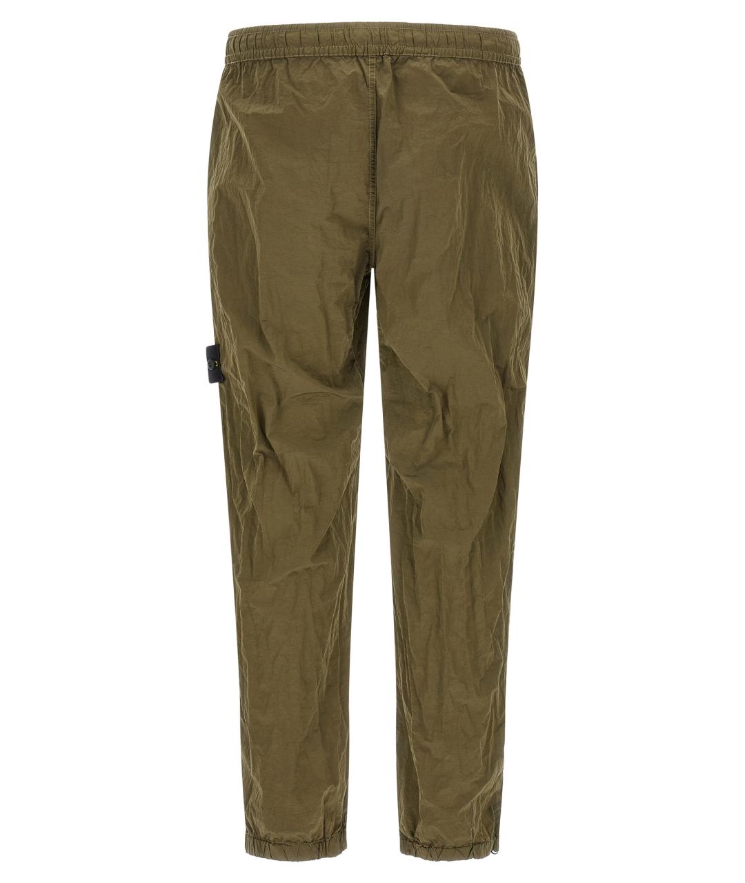 STONE ISLAND Зеленые полиамидовые повседневные брюки, фото 2