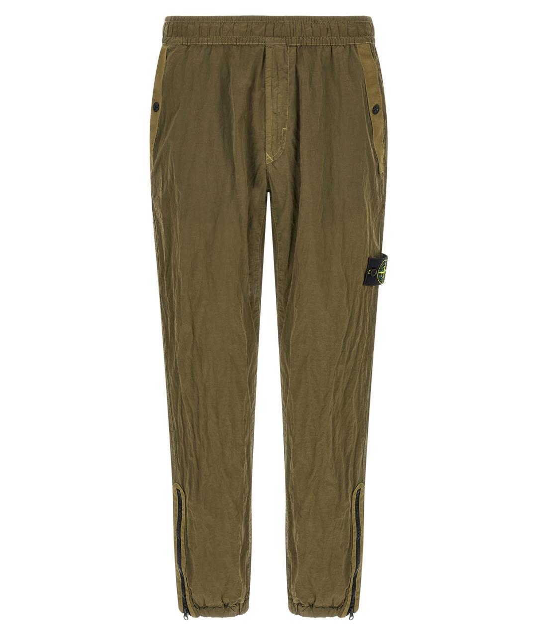 STONE ISLAND Зеленые полиамидовые повседневные брюки, фото 1
