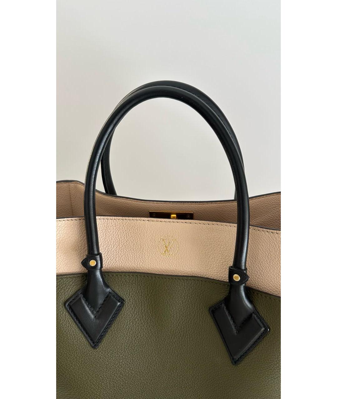 LOUIS VUITTON Хаки кожаная сумка тоут, фото 5