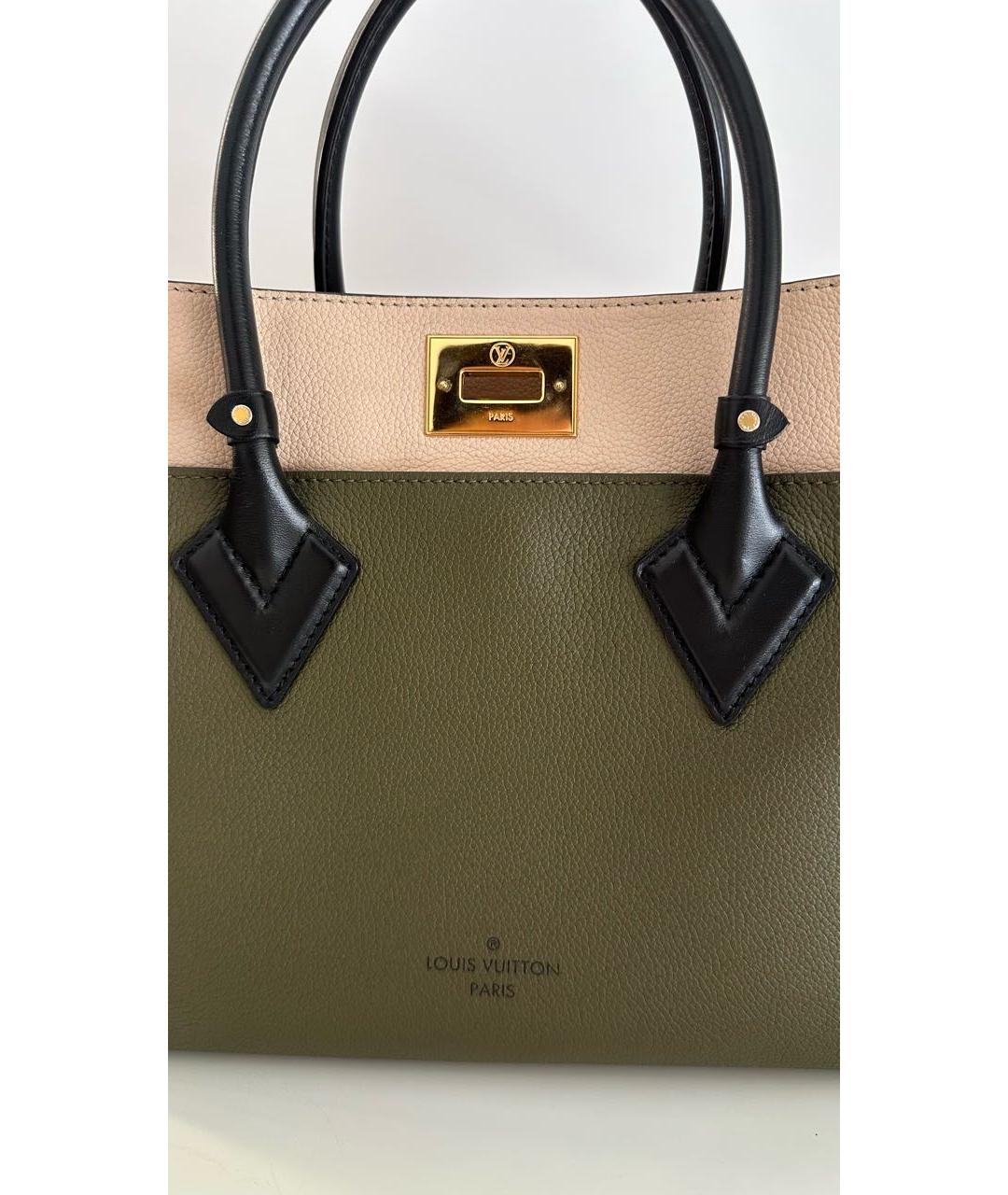 LOUIS VUITTON Хаки кожаная сумка тоут, фото 7