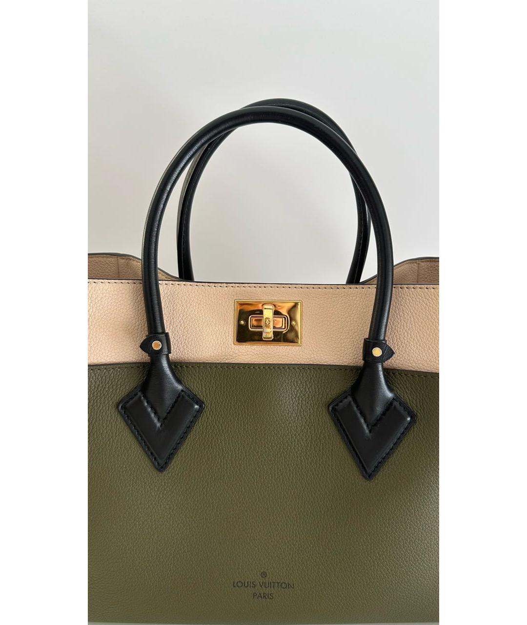 LOUIS VUITTON Хаки кожаная сумка тоут, фото 6
