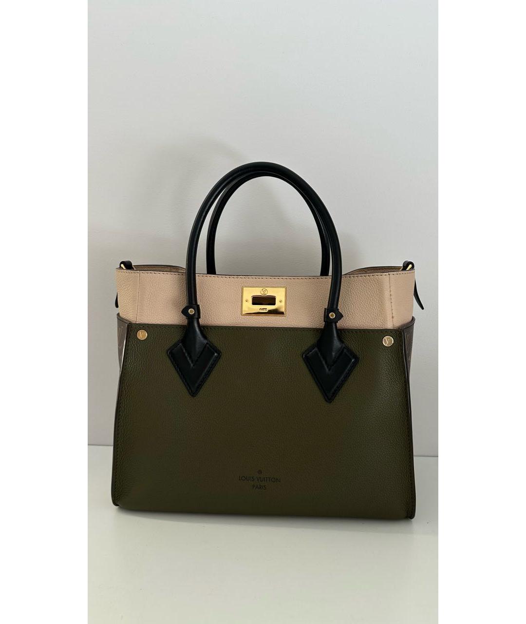 LOUIS VUITTON Хаки кожаная сумка тоут, фото 1