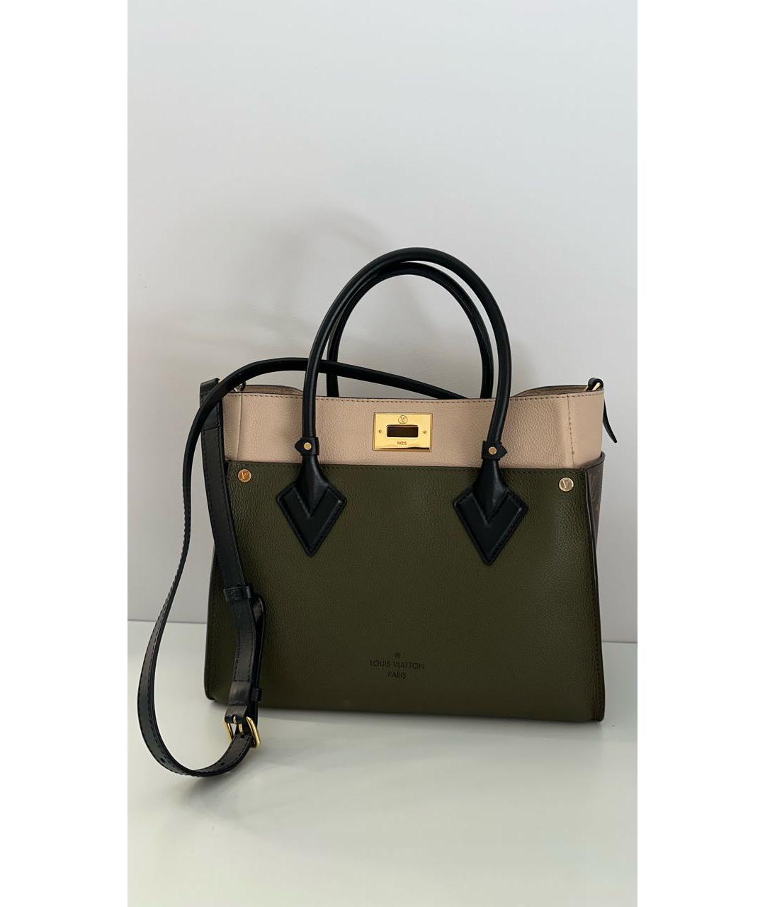 LOUIS VUITTON Хаки кожаная сумка тоут, фото 3