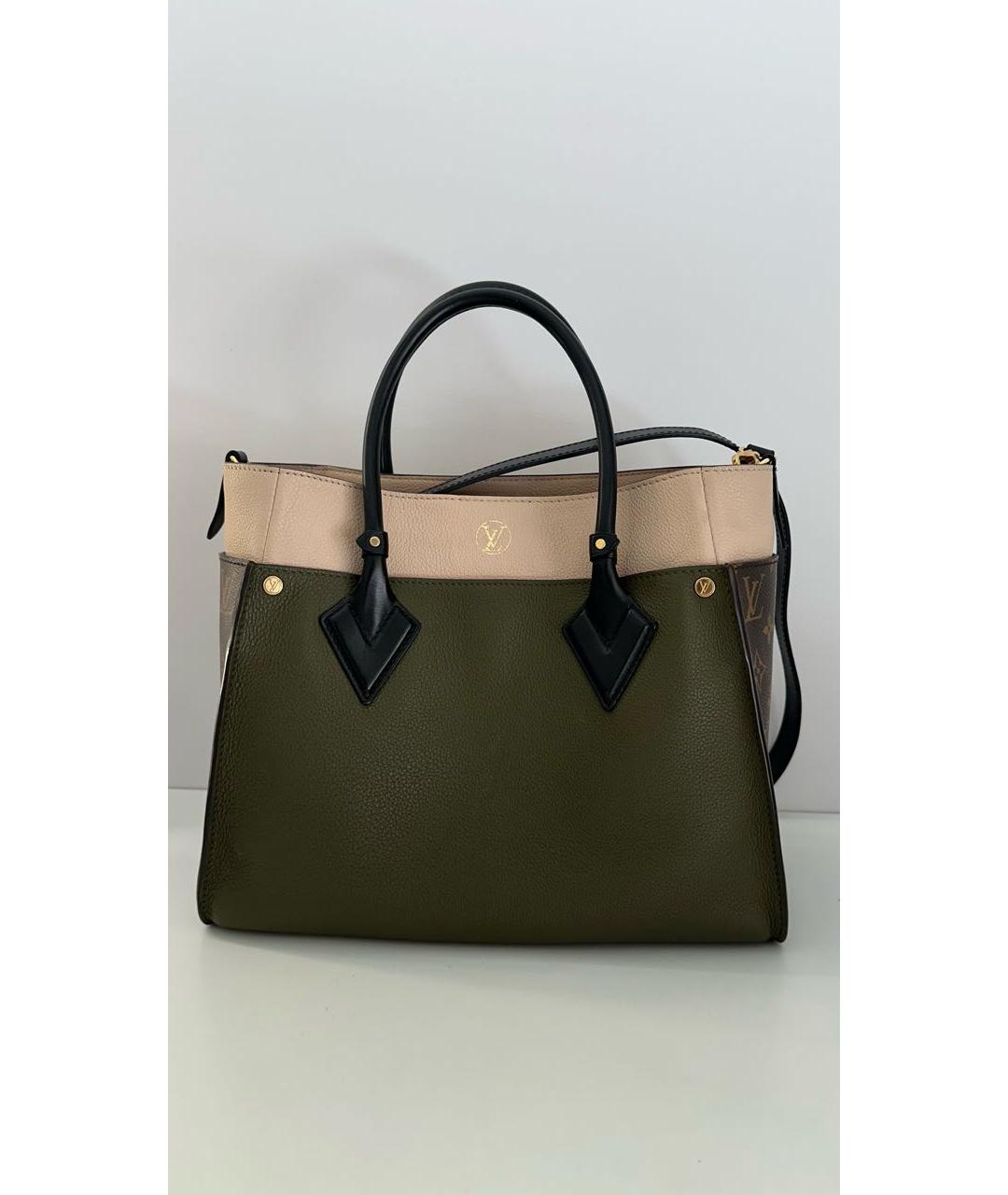 LOUIS VUITTON Хаки кожаная сумка тоут, фото 4