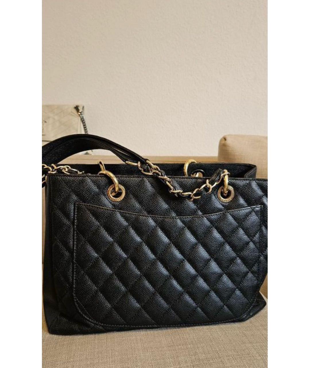CHANEL Черная кожаная сумка тоут, фото 3