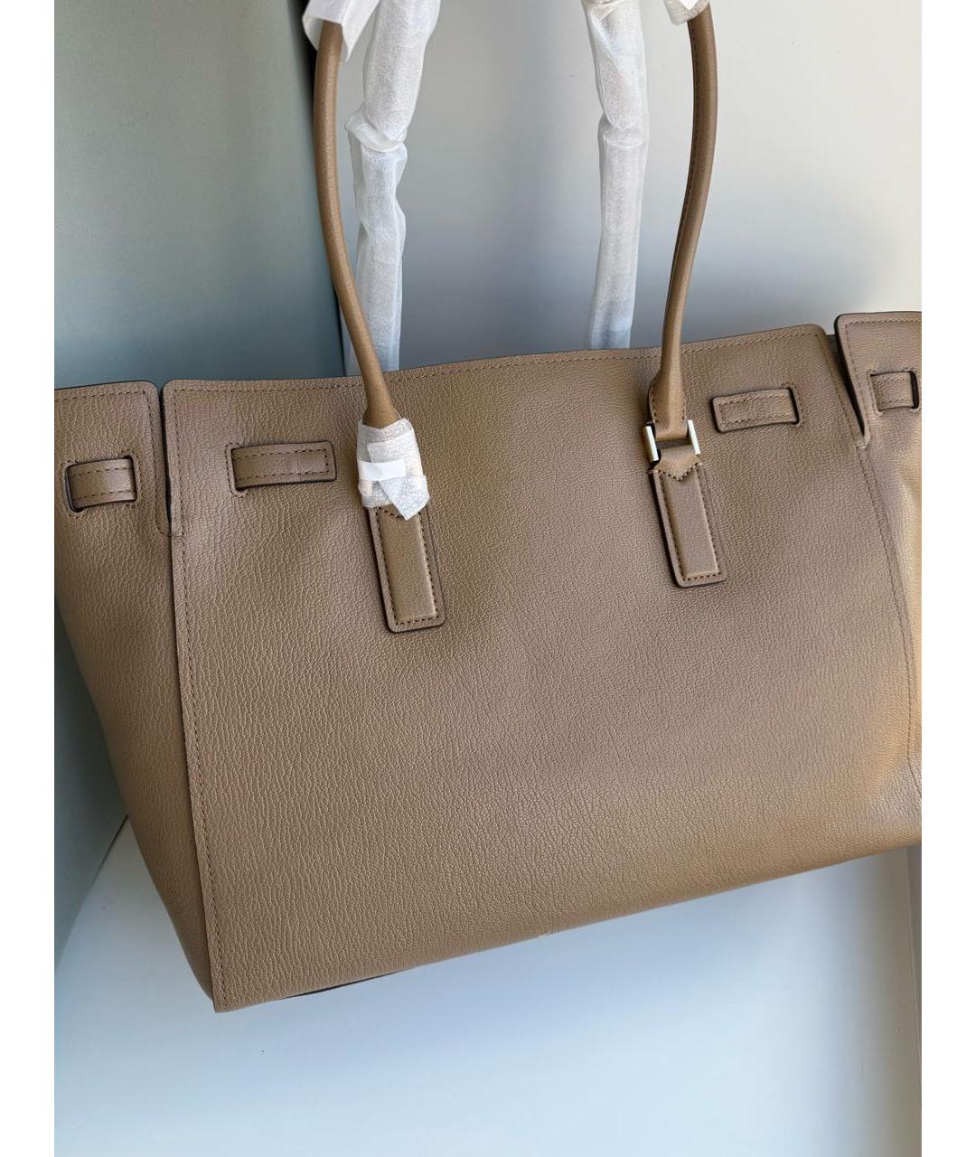 MICHAEL KORS Бежевая кожаная сумка тоут, фото 3