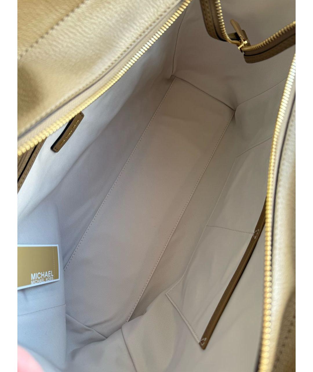 MICHAEL KORS Бежевая кожаная сумка тоут, фото 4
