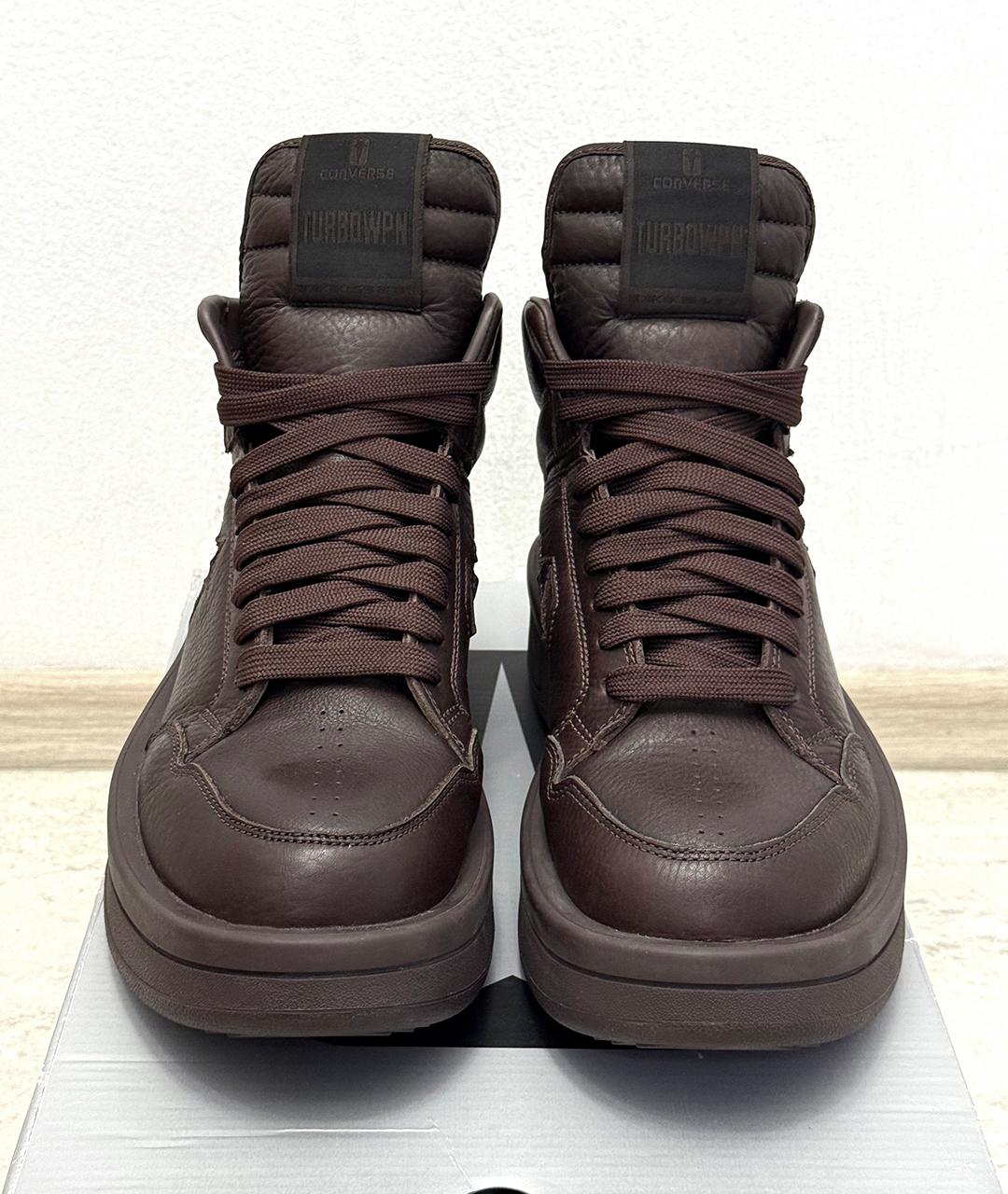 RICK OWENS DRKSHDW Коричневые кожаные кроссовки, фото 3