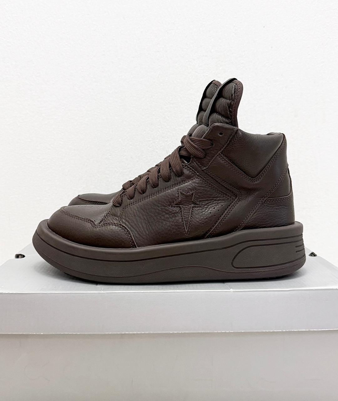 RICK OWENS DRKSHDW Коричневые кожаные кроссовки, фото 4