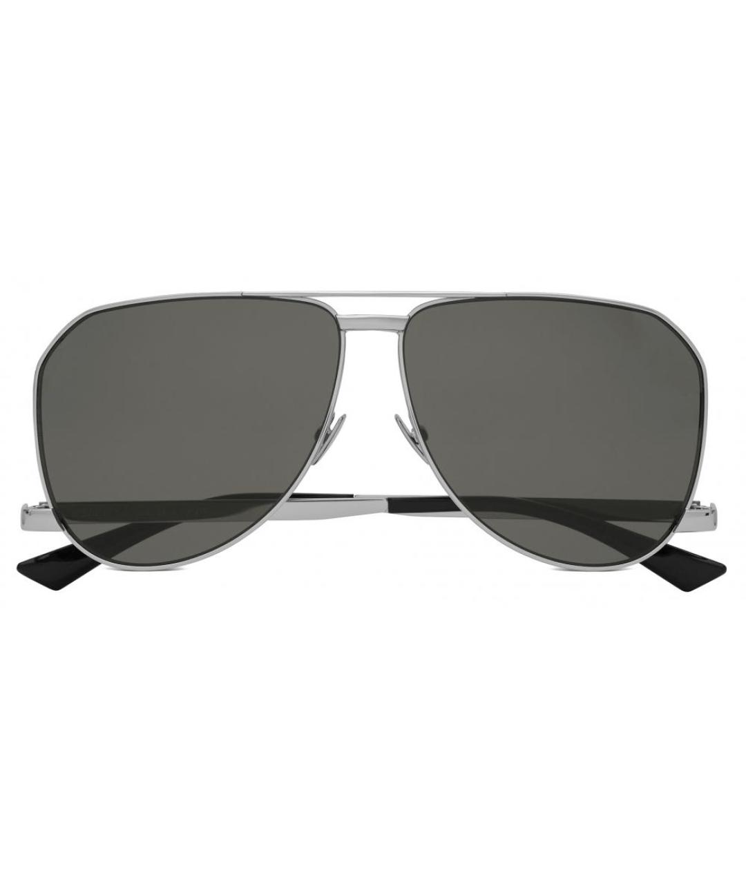 SAINT LAURENT Серые металлические солнцезащитные очки, фото 1