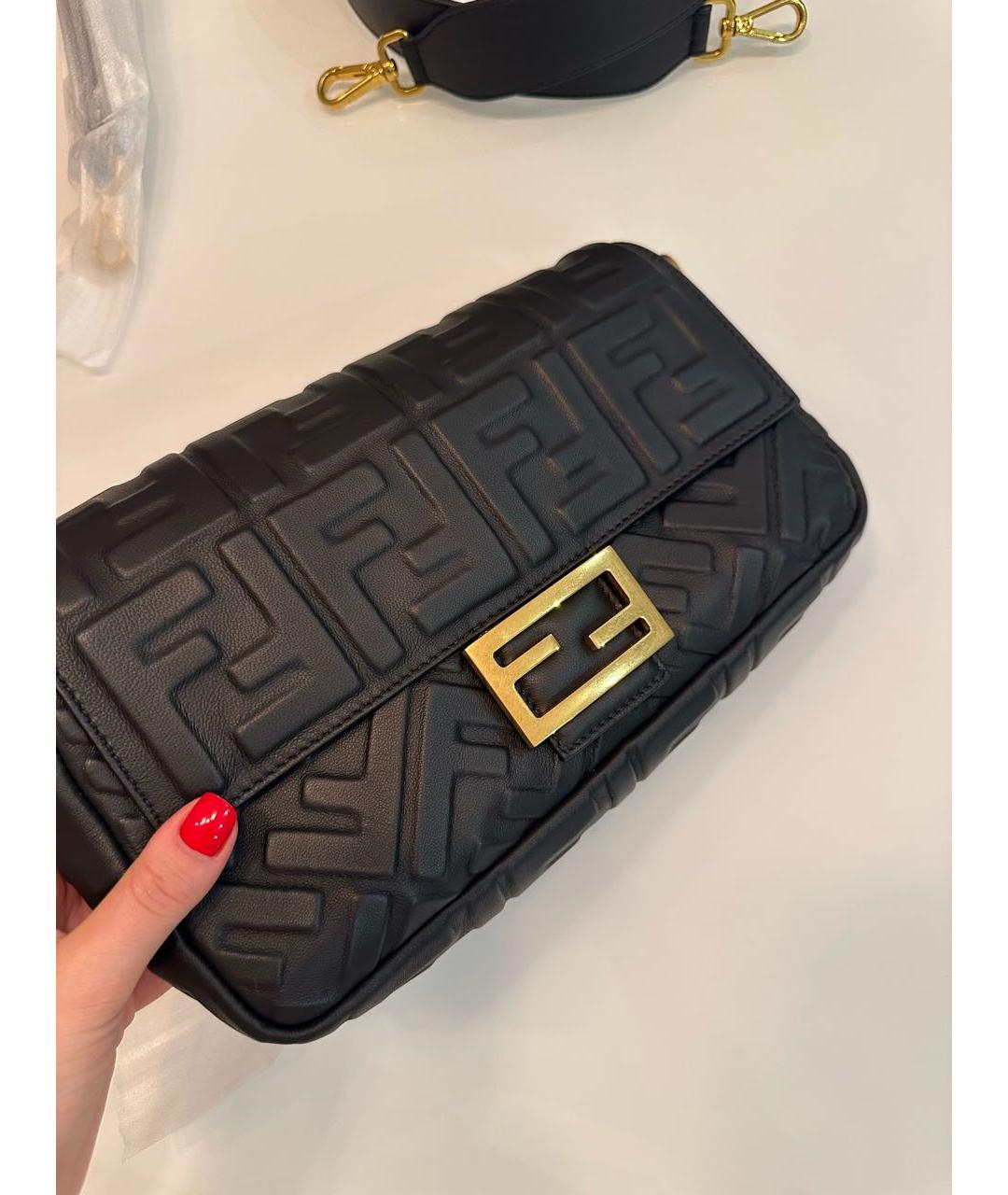 FENDI Черная кожаная сумка через плечо, фото 2