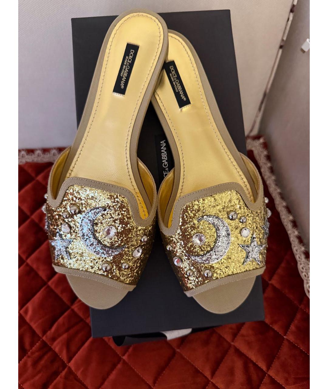 DOLCE&GABBANA Золотые шлепанцы, фото 3