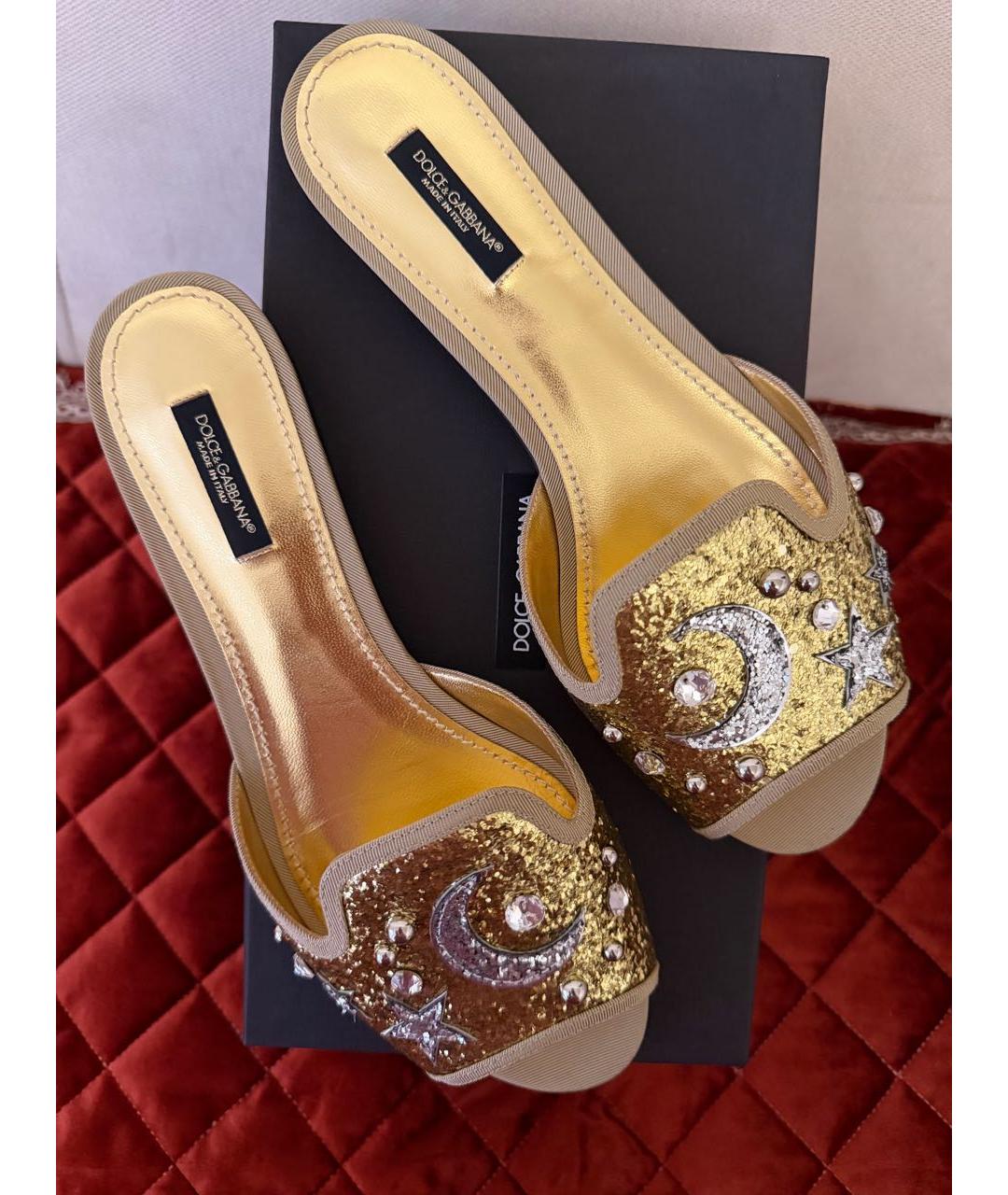 DOLCE&GABBANA Золотые шлепанцы, фото 2