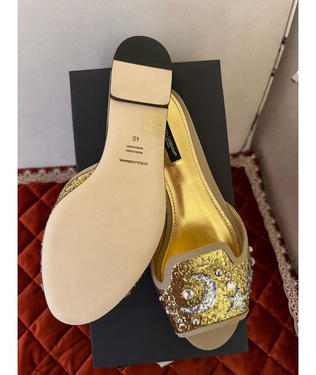 DOLCE&GABBANA Золотые шлепанцы, фото 4