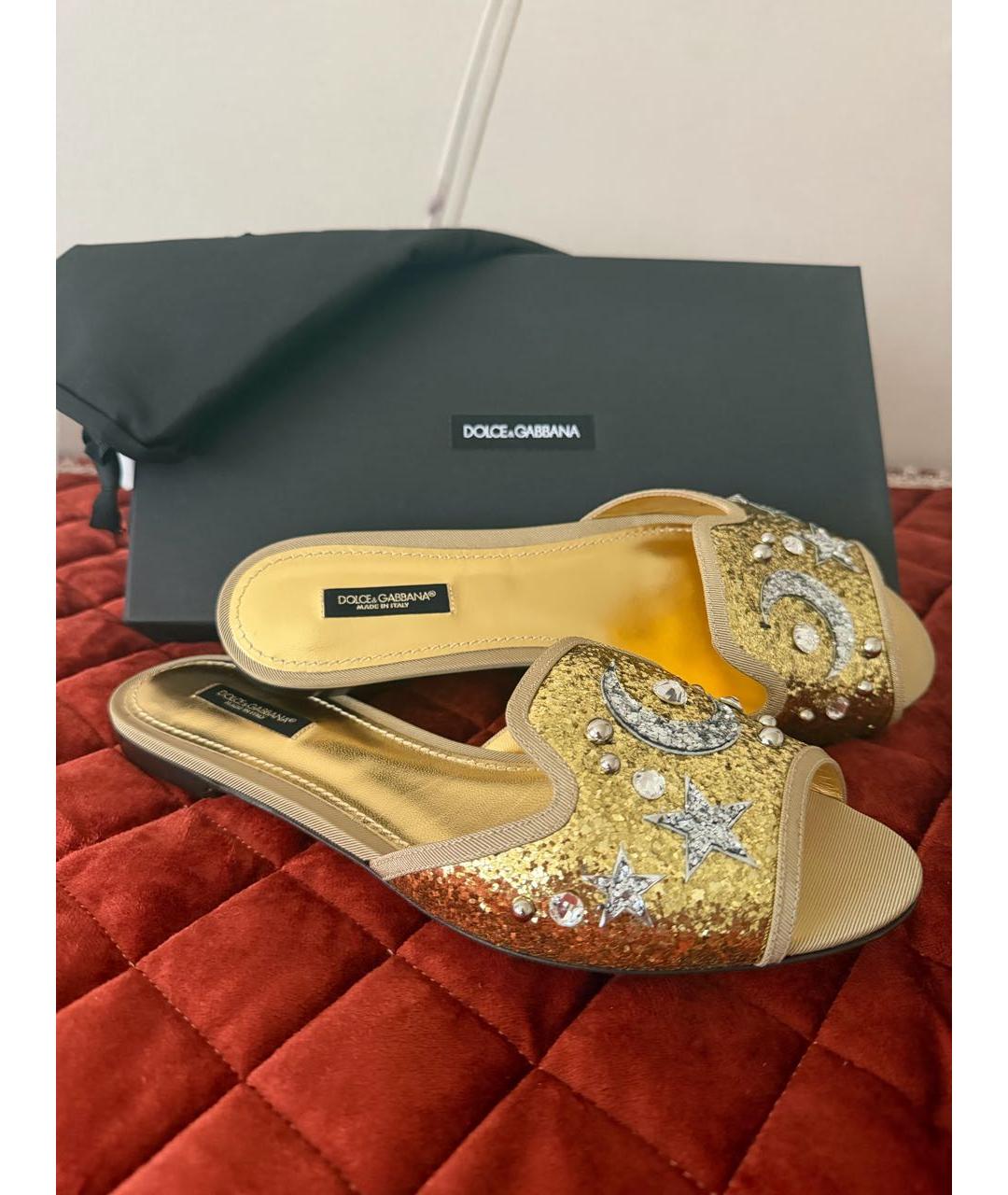 DOLCE&GABBANA Золотые шлепанцы, фото 6