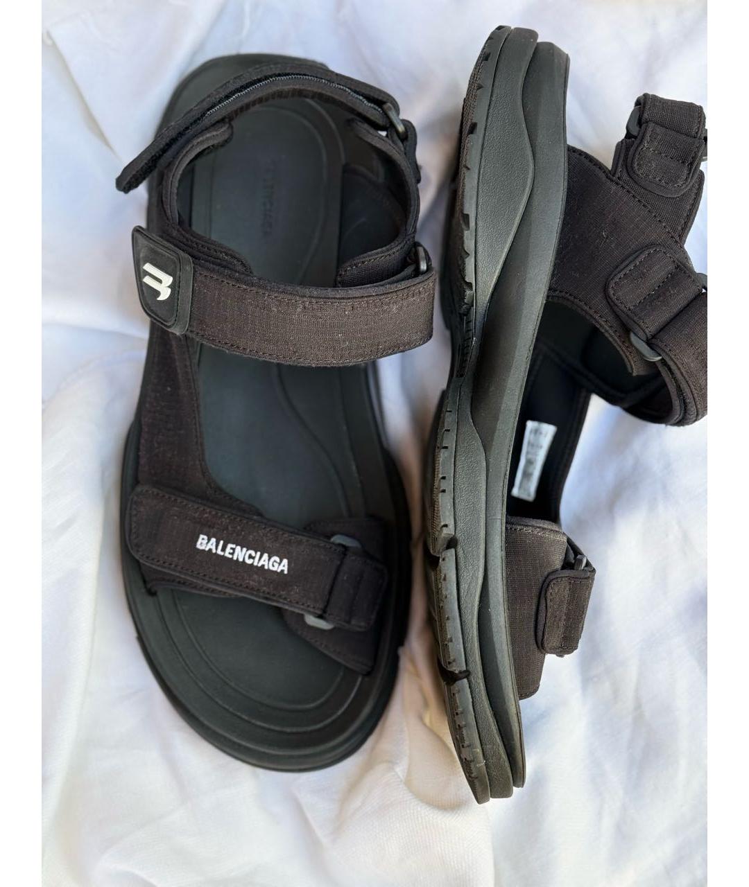 BALENCIAGA Черные текстильные сандалии, фото 5